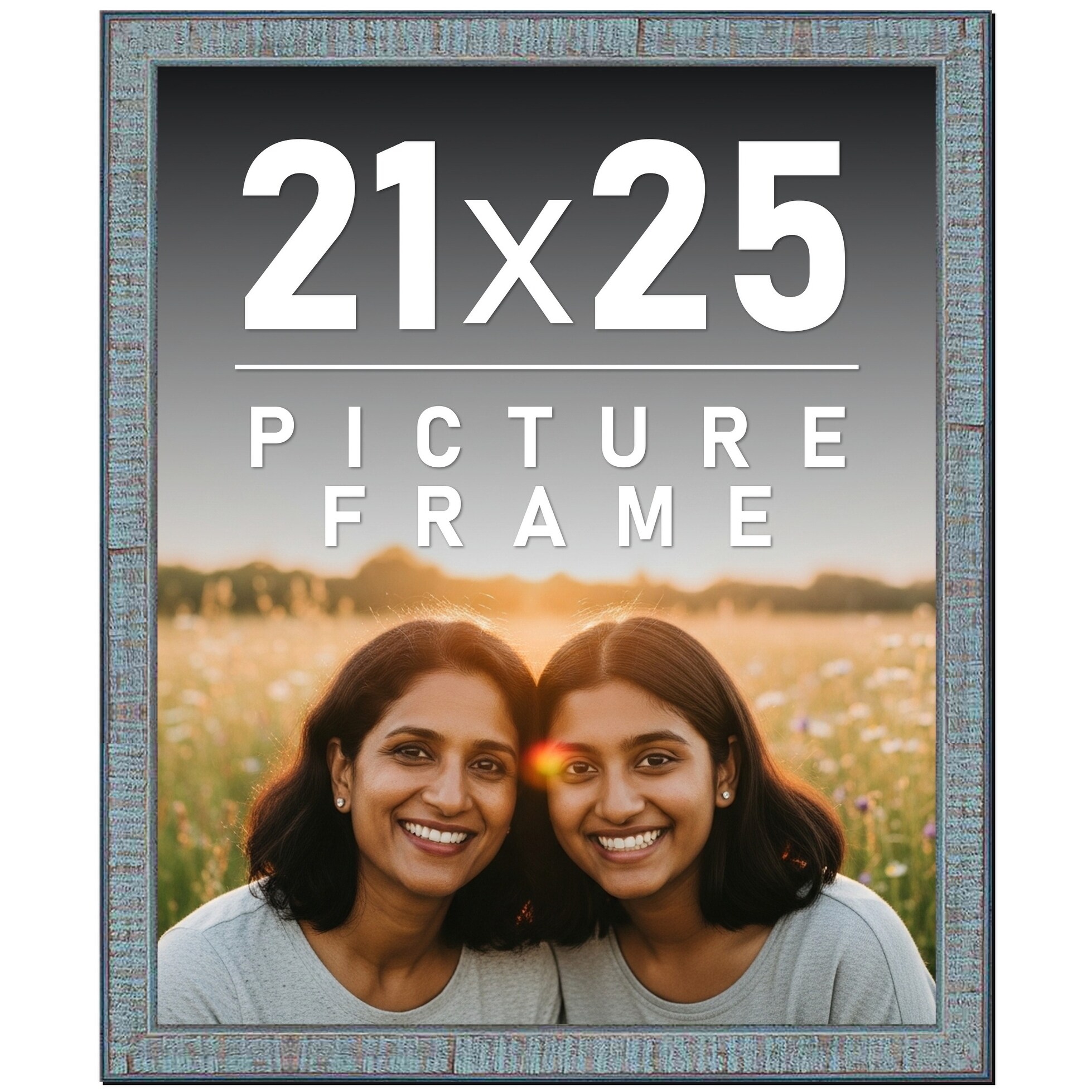 21x25 Frame Rustic Sky Blue Solid Wood Picture Frame | 0.75 Inch